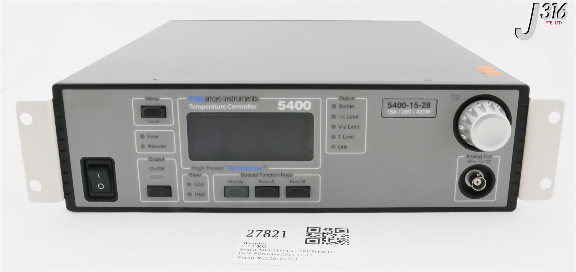 Contrôleur De Température Arroyo Instruments TECPak 585-05-12 – 5A, 12V, 55W (Occasion Fonctionnel)